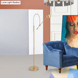 Swivelable Floor Lamp With Dome Shade - Arch/Right Angle Postmodern Metal 1-Light Gold Stand