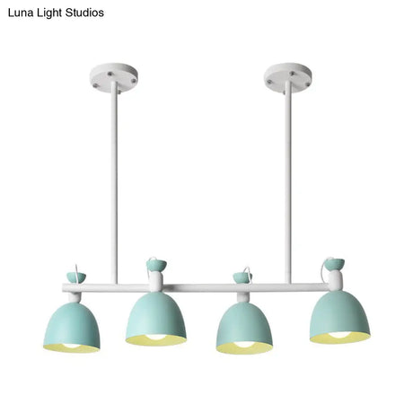 Swivelable Macaron Island Pendant In Grey/Blue/Green For Dining Room With 4/6 Bulbs
