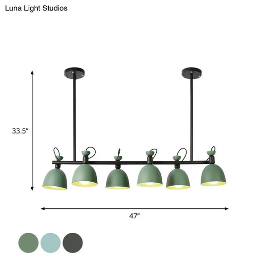 Swivelable Macaron Island Pendant In Grey/Blue/Green For Dining Room With 4/6 Bulbs