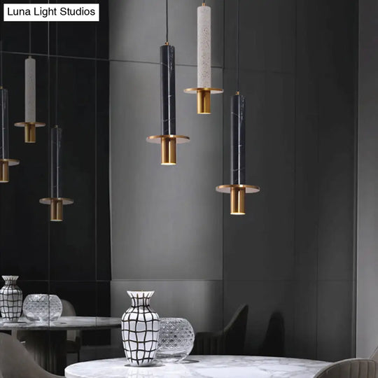 Marbled Sword Pendant Ceiling Light With Led And Brass Finish For Dining Room Black