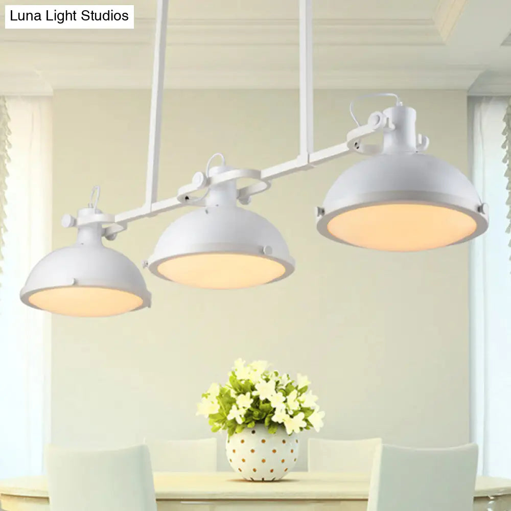 Symmetrical Island Pendant Light - Loft Style Metal Ceiling Lamp With Dome Shade 3 Lights
