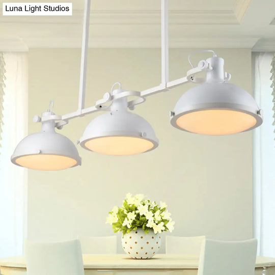Symmetrical Island Pendant Light - Loft Style Metal Ceiling Lamp With Dome Shade 3 Lights