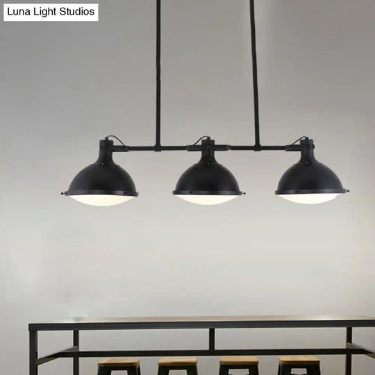 Symmetrical Island Pendant Light - Loft Style Metal Ceiling Lamp With Dome Shade 3 Lights