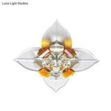 Tan Led Crystal Flushmount Ceiling Lamp – Minimalist Flower Design