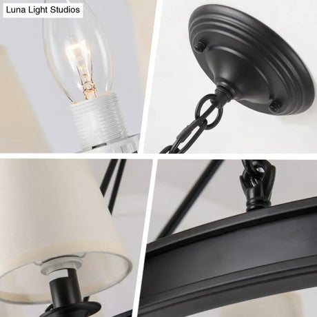 Tapered Fabric Chandelier Ceiling Lamp For Living Room