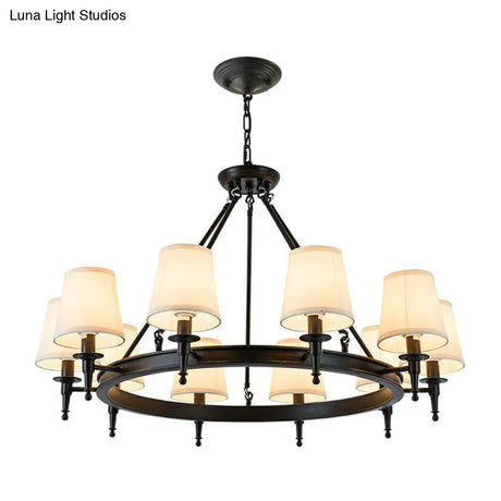 Tapered Fabric Chandelier Ceiling Lamp For Living Room