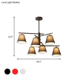Tapered Hanging Chandelier - Traditional Pendant Light For Living Room With Fabric Shades Available