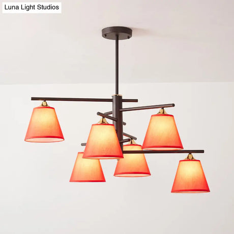 Tapered Hanging Chandelier - Traditional Pendant Light For Living Room With Fabric Shades Available
