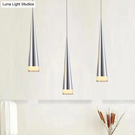 Tapered Hanging Lamp Kit: Simple Metal Black/Silver/Gold Pendant Light In Warm/White/Neutral