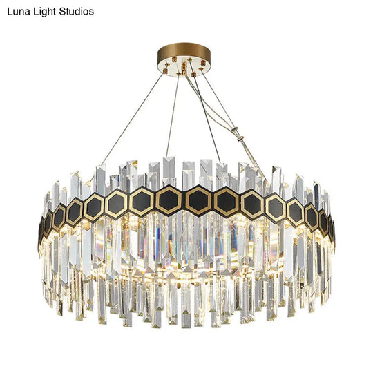 Modernist Led Black Crystal Suspension Pendant Chandelier - 23.5/31.5 W Tapered Icicle Design
