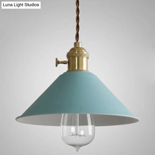 Tapered Metal Pendant Lamp For Modern Dining Room Lighting Blue