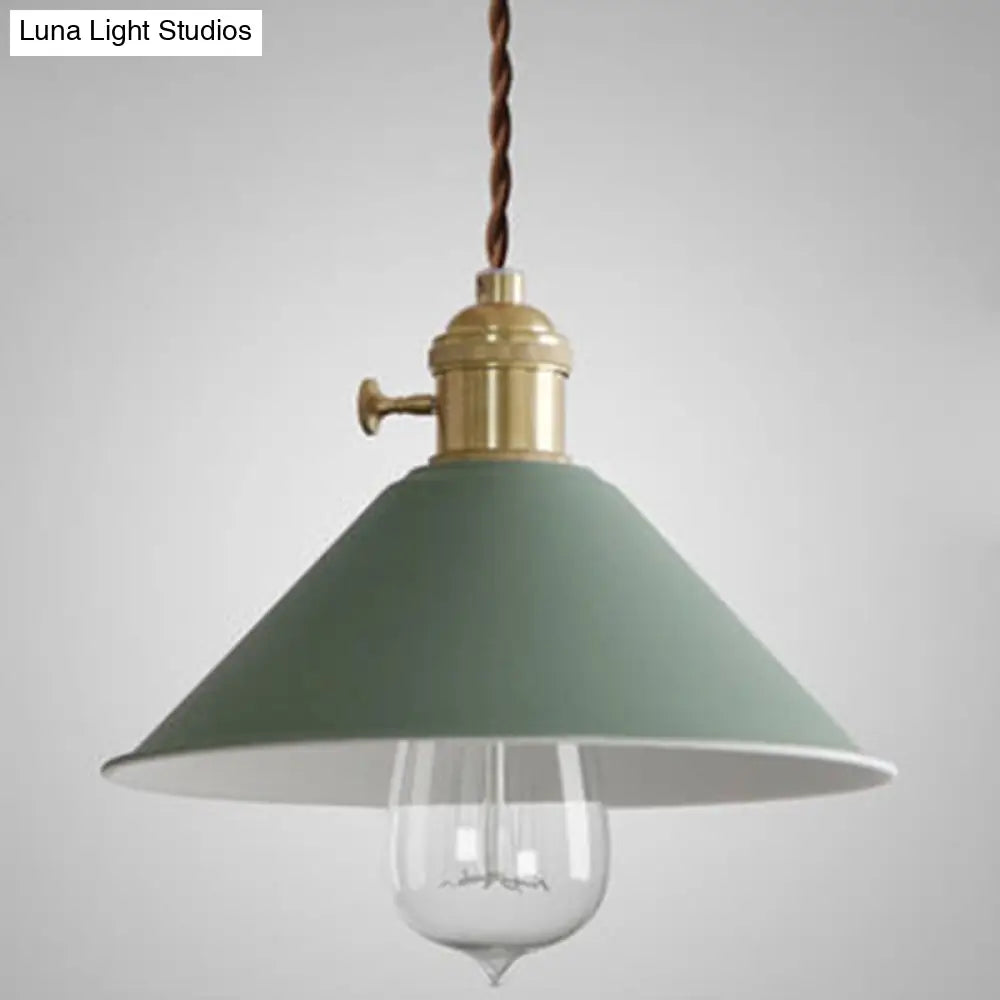 Tapered Metal Pendant Lamp For Modern Dining Room Lighting Green