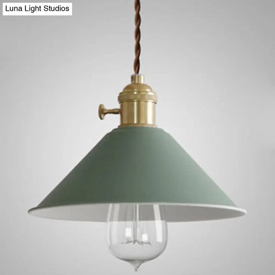 Tapered Metal Pendant Lamp For Modern Dining Room Lighting Green
