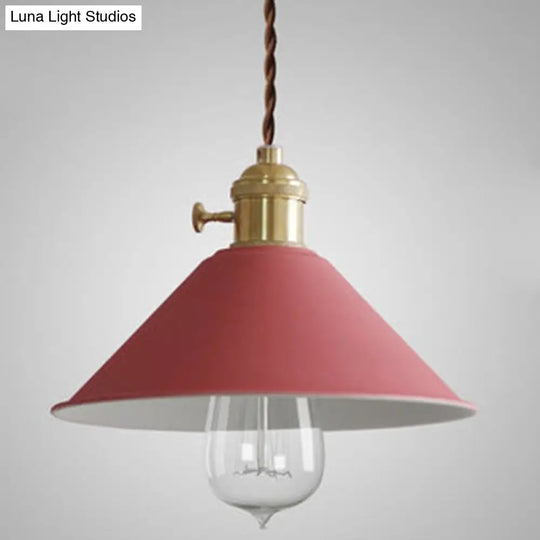 Tapered Metal Pendant Lamp For Modern Dining Room Lighting Red