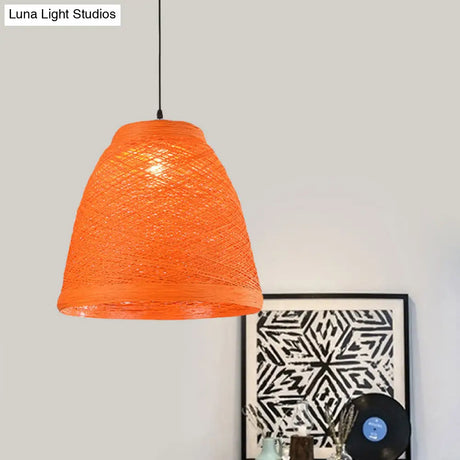 Tapered Pendant Lamp: Lodge Style 1-Light Fixture In Orange/Brown