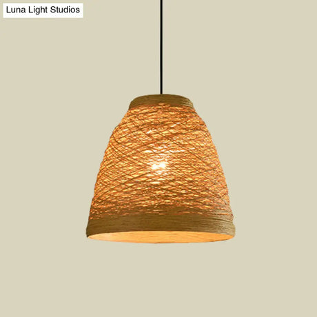 Tapered Pendant Lamp: Lodge Style 1-Light Fixture In Orange/Brown