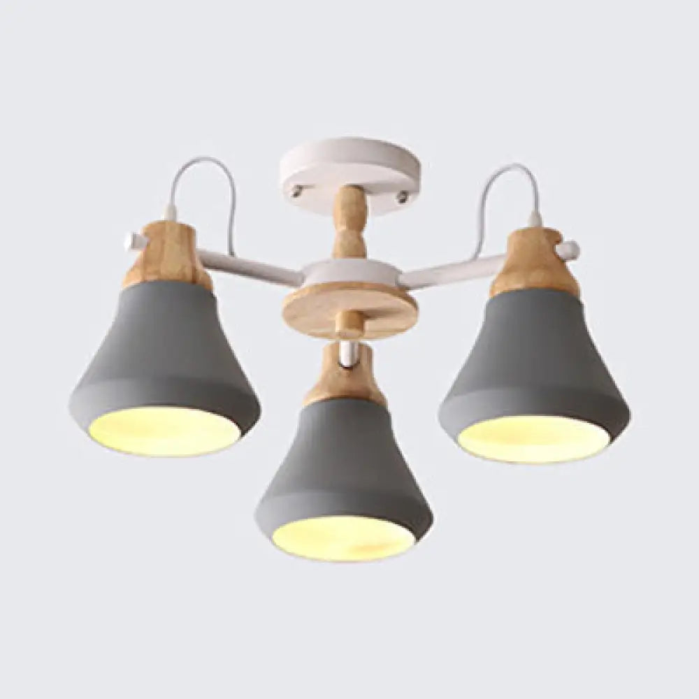 Tapered Shade Hanging Pendant Lamp For Simple Living Room Lighting Grey