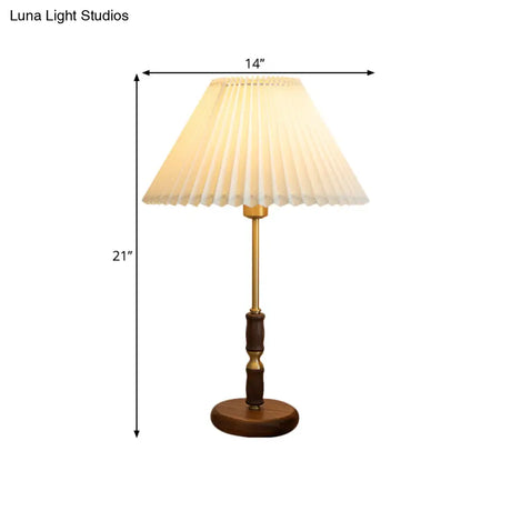 Tapered Table Light: Countryside Dark Wood Fabric Night Lighting For Bedside