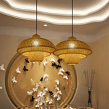 Teahouse Pendant Lamp - Asia Flaxen Ceiling Hanging Light With Bamboo Shade