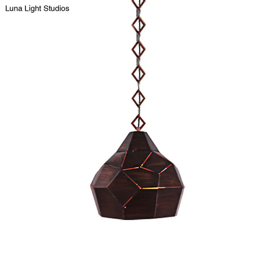 Teardrop Hanging Light For Restaurants - Elegant 1-Light Pendant Lamp With Metal Chain And Wrought