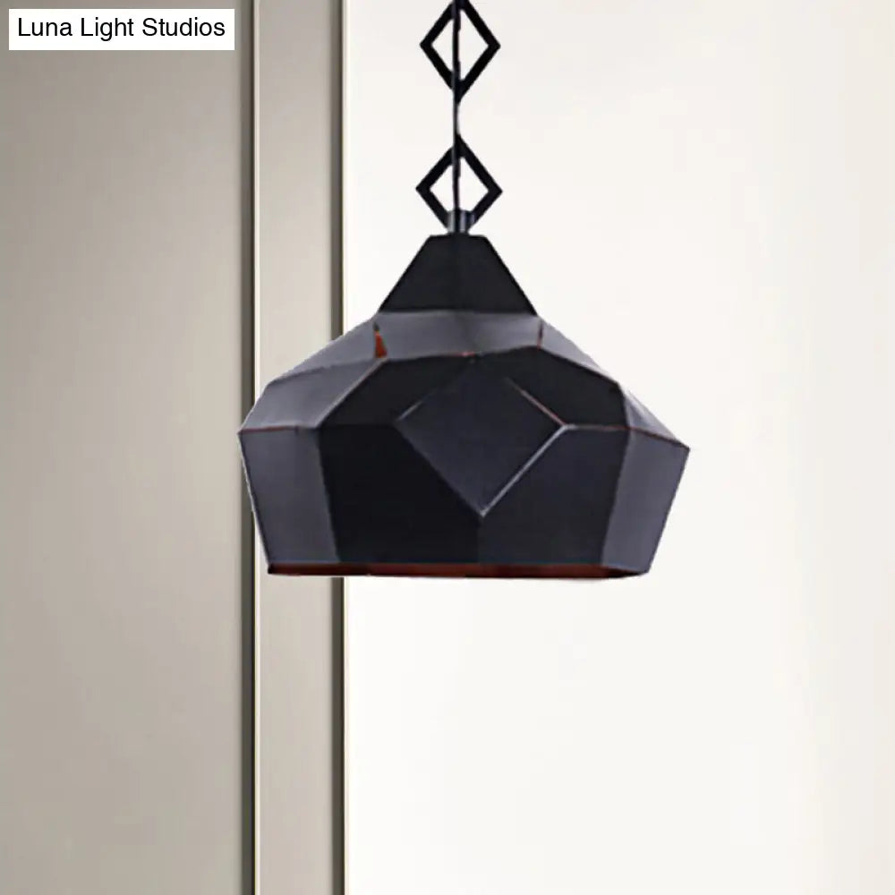 Teardrop Hanging Light For Restaurants - Elegant 1-Light Pendant Lamp With Metal Chain And Wrought