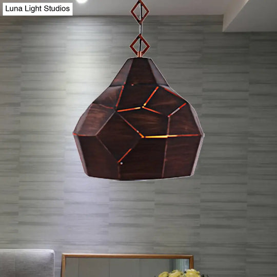 Teardrop Hanging Light For Restaurants - Elegant 1-Light Pendant Lamp With Metal Chain And Wrought