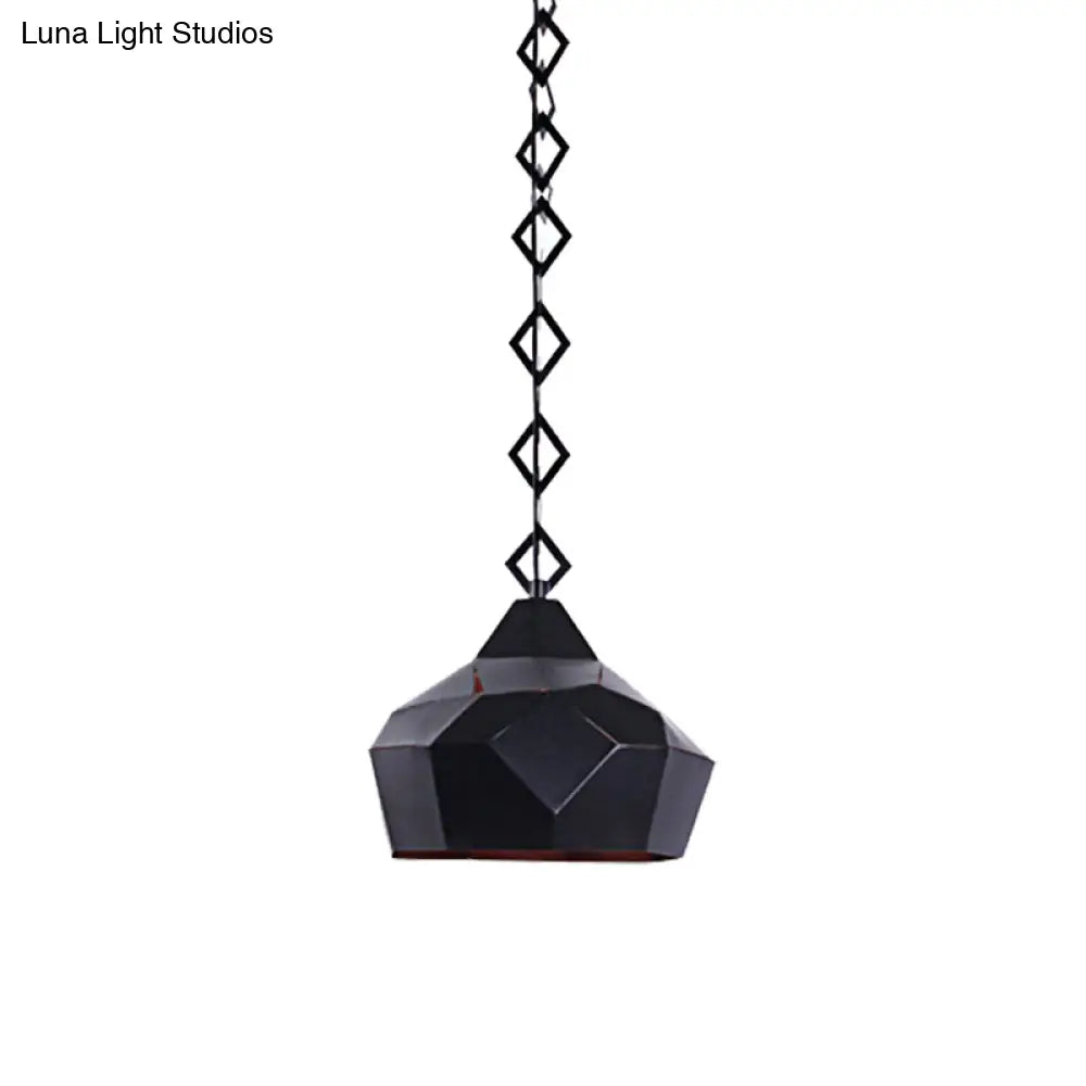 Teardrop Hanging Light With Metal Chain- 1 Wrought Iron Pendant Lamp For Restaurants