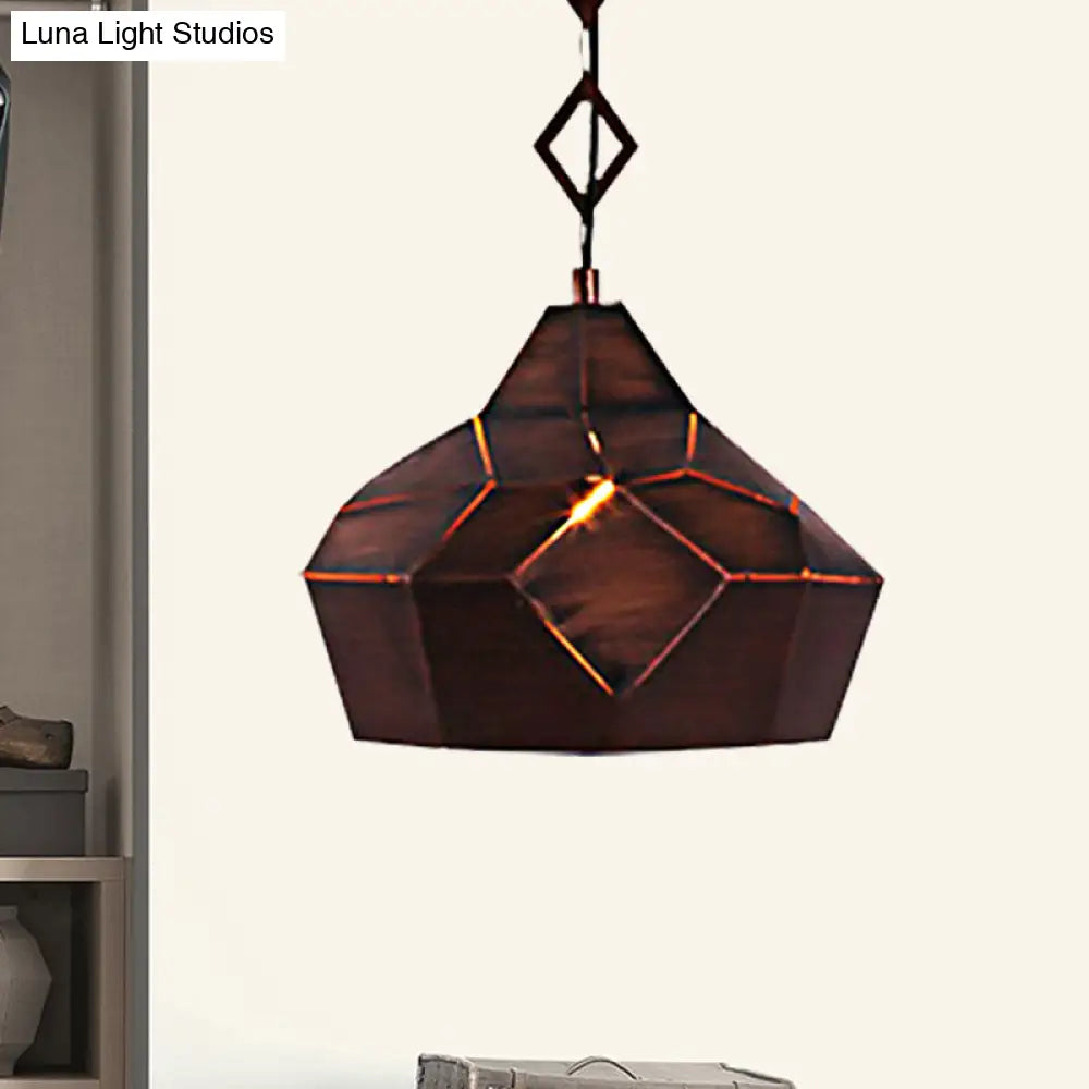 Teardrop Hanging Light For Restaurants - Elegant 1-Light Pendant Lamp With Metal Chain And Wrought