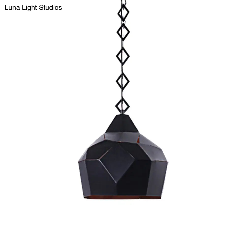 Teardrop Hanging Light With Metal Chain- 1 Wrought Iron Pendant Lamp For Restaurants