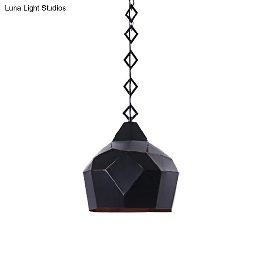 Teardrop Hanging Light With Metal Chain- 1 Wrought Iron Pendant Lamp For Restaurants