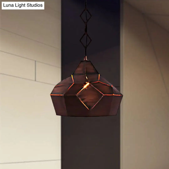 Teardrop Hanging Light With Metal Chain- 1 Wrought Iron Pendant Lamp For Restaurants