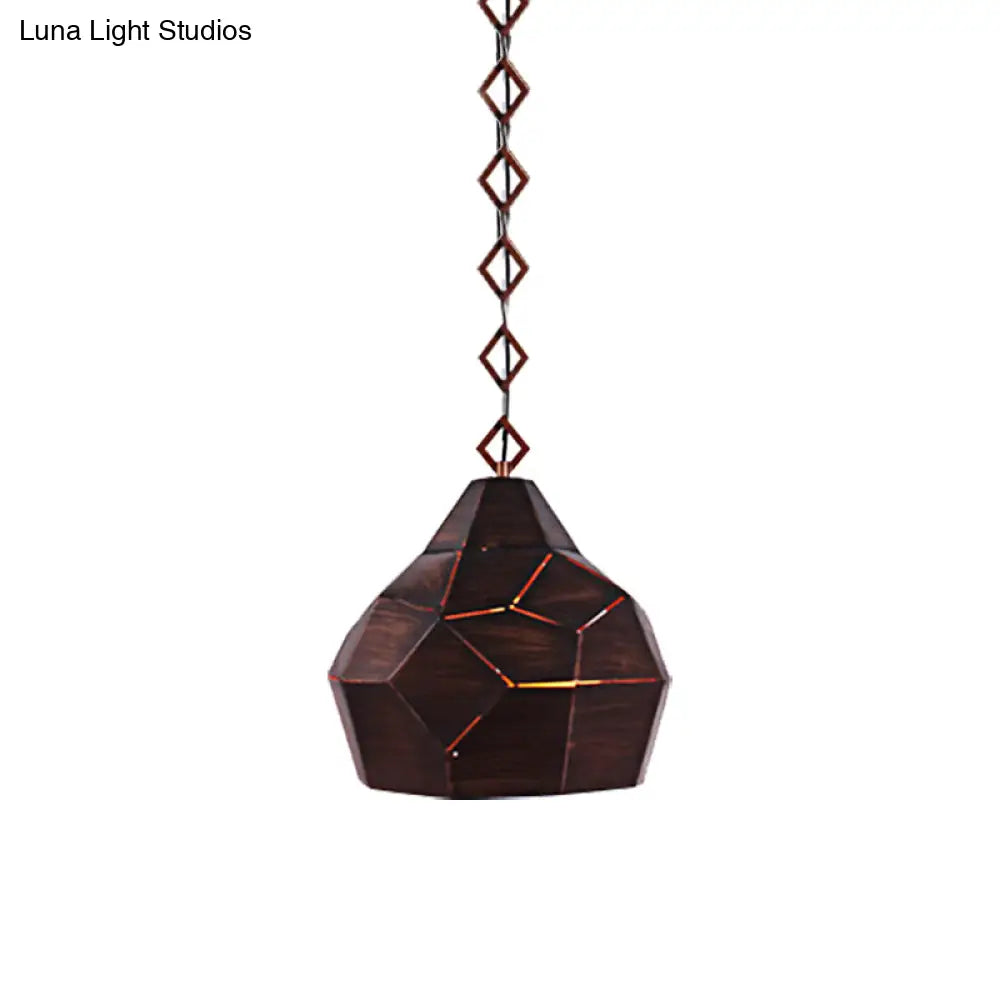 Teardrop Hanging Light With Metal Chain- 1 Wrought Iron Pendant Lamp For Restaurants