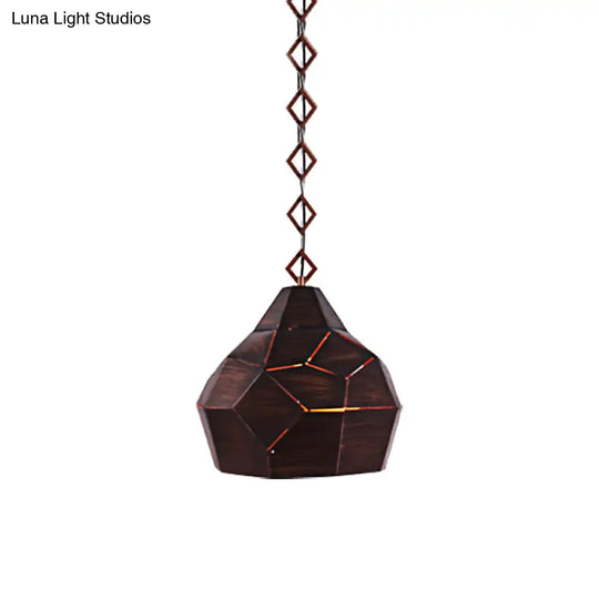 Teardrop Hanging Light With Metal Chain- 1 Wrought Iron Pendant Lamp For Restaurants