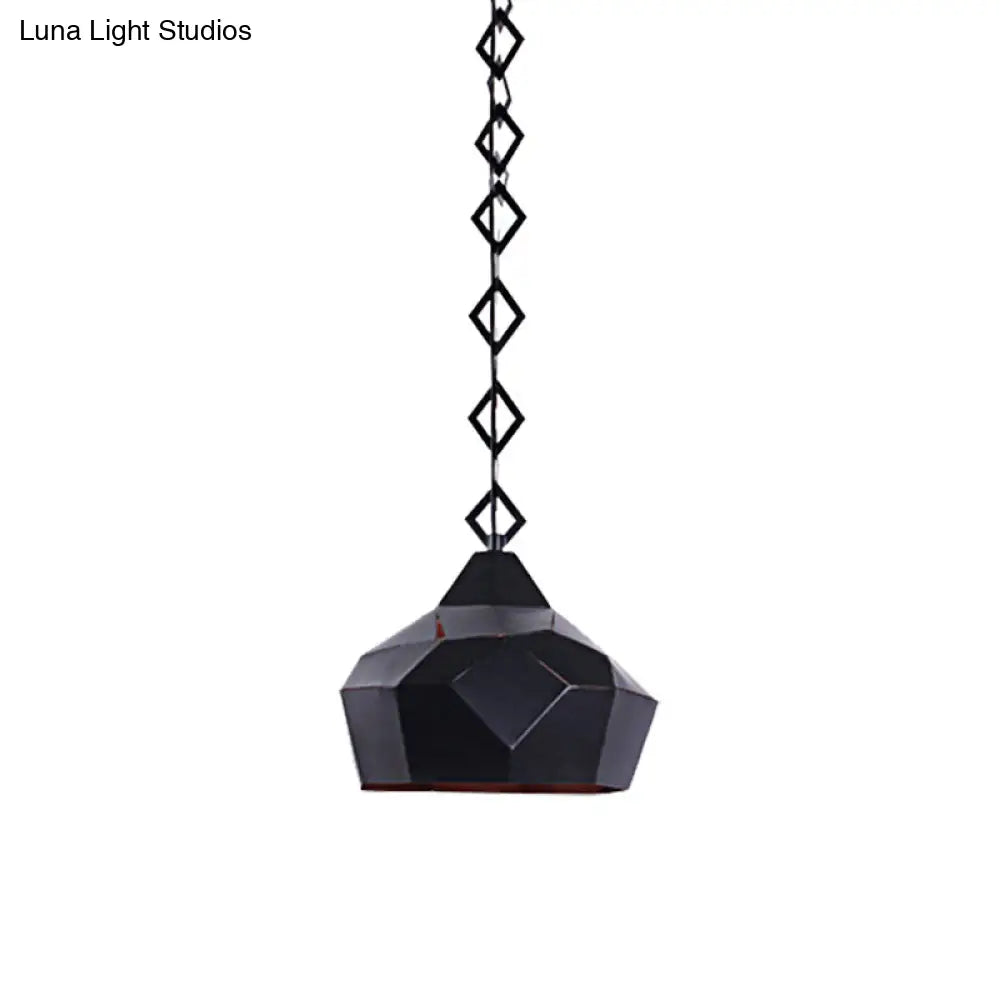 Teardrop Hanging Light For Restaurants - Elegant 1-Light Pendant Lamp With Metal Chain And Wrought