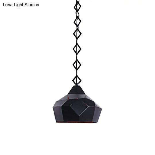 Teardrop Hanging Light For Restaurants - Elegant 1-Light Pendant Lamp With Metal Chain And Wrought