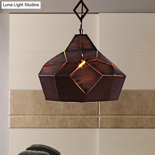 Teardrop Hanging Light For Restaurants - Elegant 1-Light Pendant Lamp With Metal Chain And Wrought