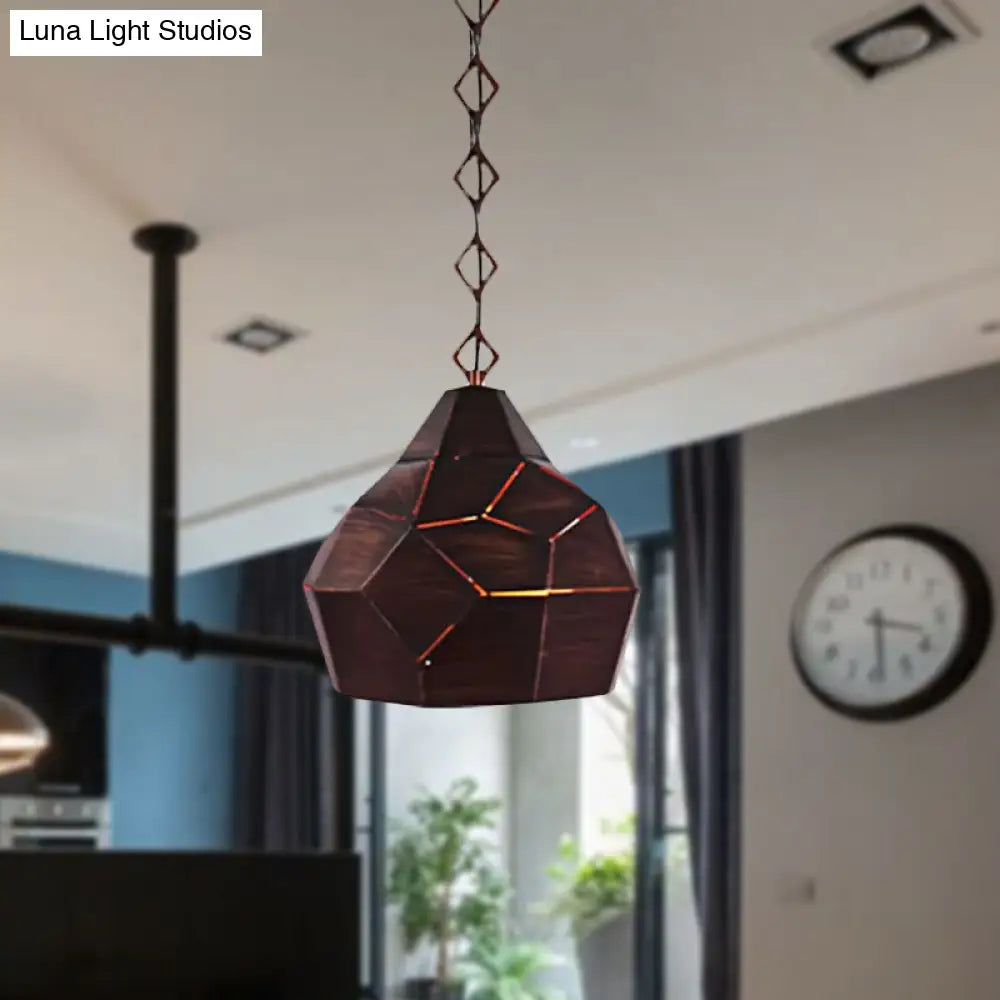Teardrop Hanging Light For Restaurants - Elegant 1-Light Pendant Lamp With Metal Chain And Wrought