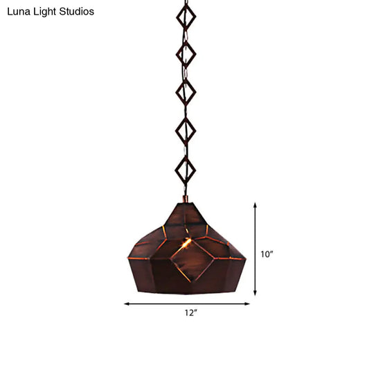 Teardrop Hanging Light For Restaurants - Elegant 1-Light Pendant Lamp With Metal Chain And Wrought