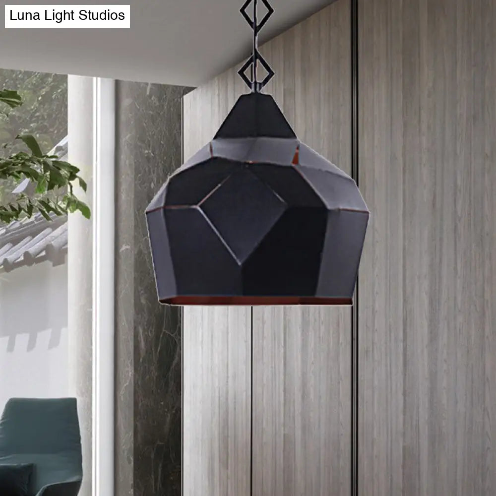 Teardrop Hanging Light For Restaurants - Elegant 1-Light Pendant Lamp With Metal Chain And Wrought