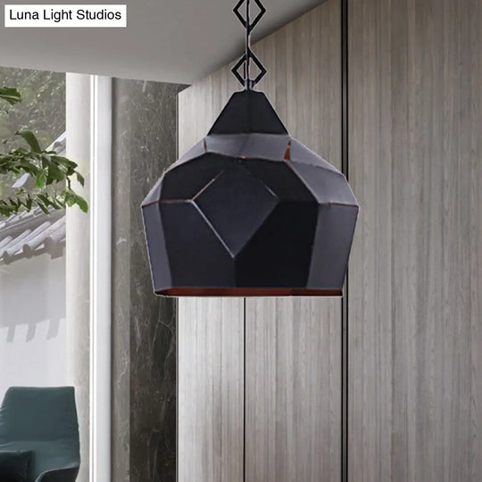 Teardrop Hanging Light For Restaurants - Elegant 1-Light Pendant Lamp With Metal Chain And Wrought