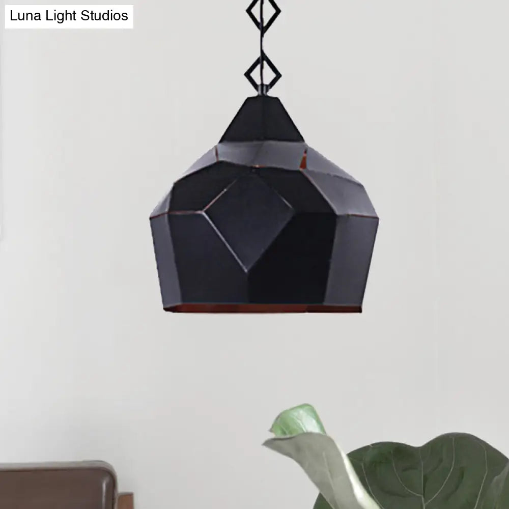 Teardrop Hanging Light With Metal Chain- 1 Wrought Iron Pendant Lamp For Restaurants