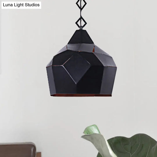 Teardrop Hanging Light With Metal Chain- 1 Wrought Iron Pendant Lamp For Restaurants