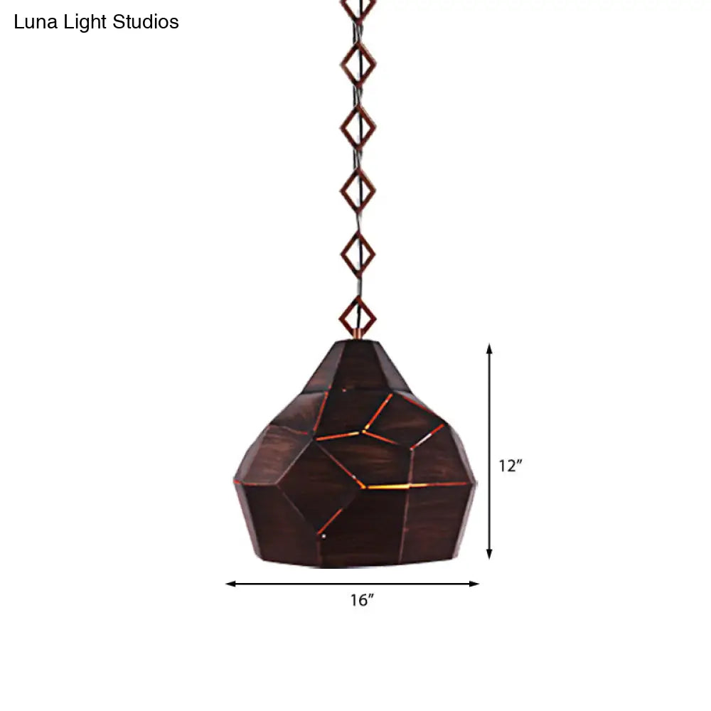 Teardrop Hanging Light With Metal Chain- 1 Wrought Iron Pendant Lamp For Restaurants