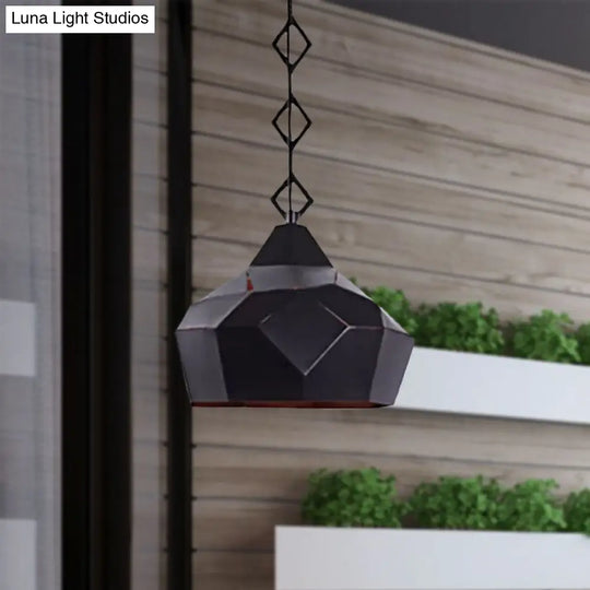 Teardrop Hanging Light With Metal Chain- 1 Wrought Iron Pendant Lamp For Restaurants