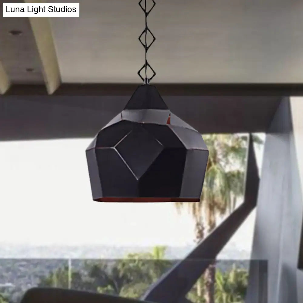 Teardrop Hanging Light With Metal Chain- 1 Wrought Iron Pendant Lamp For Restaurants