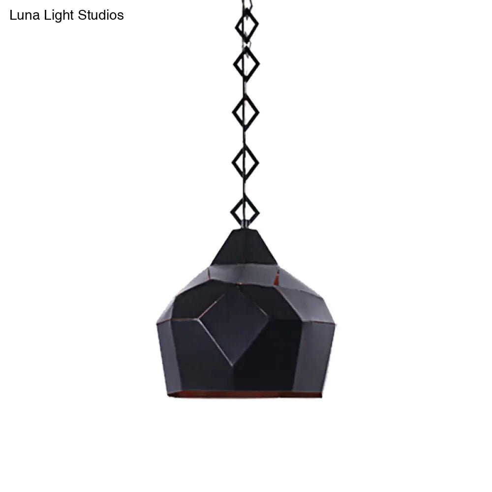 Teardrop Hanging Light For Restaurants - Elegant 1-Light Pendant Lamp With Metal Chain And Wrought