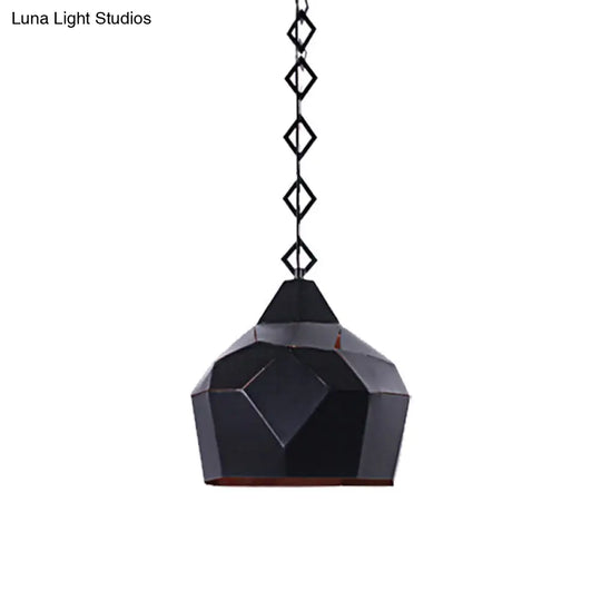 Teardrop Hanging Light For Restaurants - Elegant 1-Light Pendant Lamp With Metal Chain And Wrought