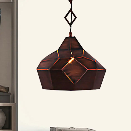Teardrop Hanging Light With Metal Chain- 1 Wrought Iron Pendant Lamp For Restaurants Rust / 12’