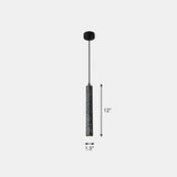 Terrazzo Dining Room Pendant Light - Minimalist Tube Led Spotlight For Hanging Ceiling Black