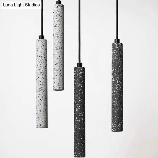 Terrazzo Flute Pendulum Light - Nordic Led Bistro Pendant (10/19.5 Tall) White/Black